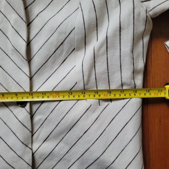 100pc Linen Cream Striped Blazer, ~Medium - Picture 7 of 10
